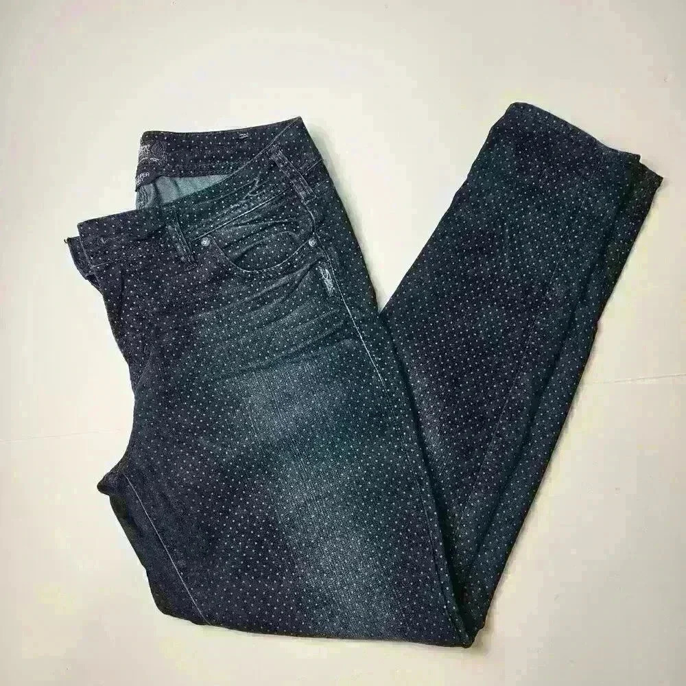 Silver Jeans Womens 30x29 Suki Super Skinny  Blue Polka Dot Stretch